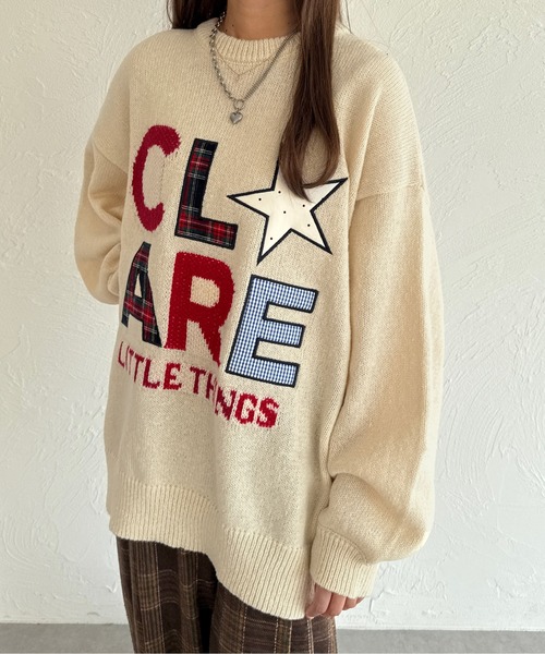 kutir（クティール）の「パッチワークロゴニット（ニット/セーター・レディース・アイボリー/グレー/ネイビー/ブラウン/レッド・FREE）」の7枚目の写真