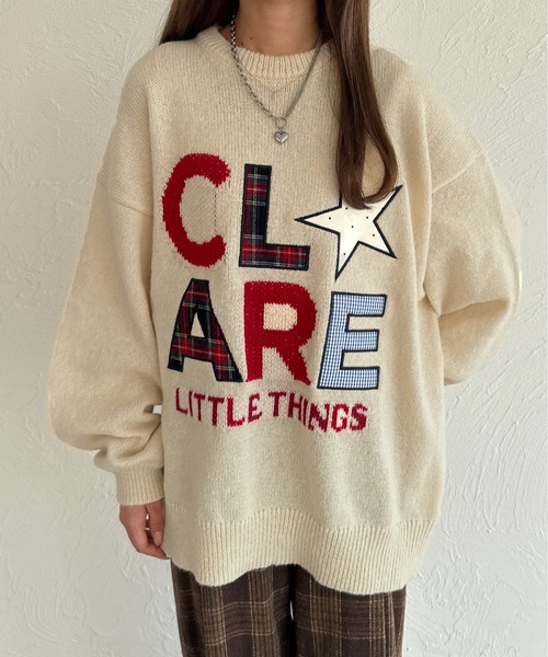 kutir（クティール）の「パッチワークロゴニット（ニット/セーター・レディース・アイボリー/グレー/ネイビー/ブラウン/レッド・FREE）」の6枚目の写真