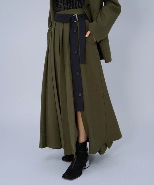 HARE（ハレ）の「ハイショクプリーツスカート(HARE)（スカート・レディース・ブラック/カーキ・FREE）」の2枚目の写真