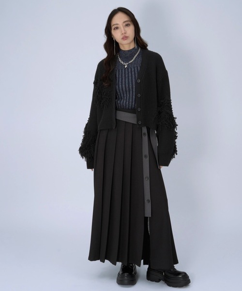 HARE（ハレ）の「ハイショクプリーツスカート(HARE)（スカート・レディース・ブラック/カーキ・FREE）」の3枚目の写真