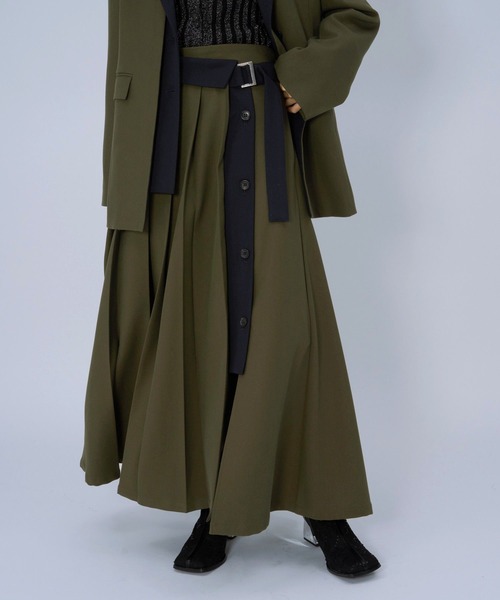 HARE（ハレ）の「ハイショクプリーツスカート(HARE)（スカート・レディース・ブラック/カーキ・FREE）」の7枚目の写真