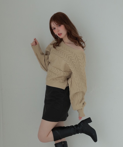 M DOLLY(エムドリー)の「slit tight cielo mini skirt/スリットタイトチエロミニスカート(スカート・レディース・ベージュ/ブラック・S/M)」の11枚目の写真