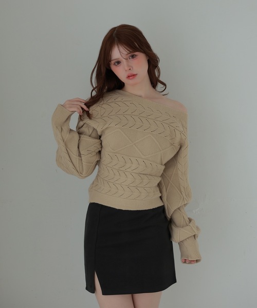 M DOLLY(エムドリー)の「slit tight cielo mini skirt/スリットタイトチエロミニスカート(スカート・レディース・ベージュ/ブラック・S/M)」の12枚目の写真