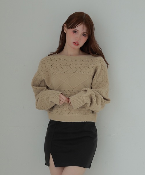 M DOLLY(エムドリー)の「slit tight cielo mini skirt/スリットタイトチエロミニスカート(スカート・レディース・ベージュ/ブラック・S/M)」の13枚目の写真