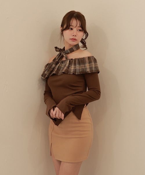 M DOLLY(エムドリー)の「slit tight cielo mini skirt/スリットタイトチエロミニスカート(スカート・レディース・ベージュ/ブラック・S/M)」の19枚目の写真