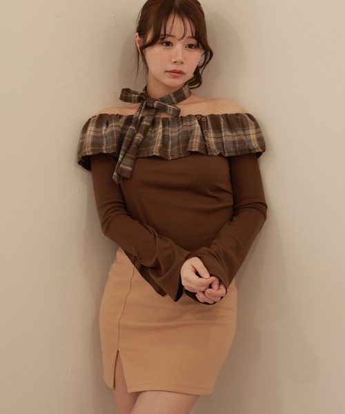 M DOLLY(エムドリー)の「slit tight cielo mini skirt/スリットタイトチエロミニスカート(スカート・レディース・ベージュ/ブラック・S/M)」の20枚目の写真