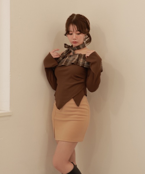 M DOLLY(エムドリー)の「slit tight cielo mini skirt/スリットタイトチエロミニスカート(スカート・レディース・ベージュ/ブラック・S/M)」の22枚目の写真