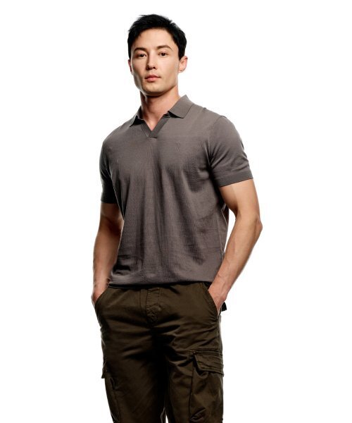 Polo Open Collar Short Sleeve Knit_Dark Gray