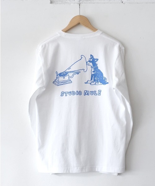 bonjour records(ボンジュールレコーズ)の「【Studio Mule/スタジオ・ミュール】Long Sleeve Tee 'dog'(Tシャツ/カットソー・メンズ・ホワイト系その他2/ホワイト系その他・L/XL/M)」の4枚目の写真