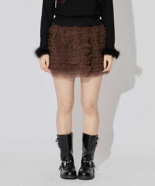 ALLuRing ChaRm(アリュリングチャーム)の「Pretty Tulle Mini Skirt / プリティチュールミニスカート(スカート・レディース・グレー/ブラウン/ホワイト/ブラック・M/S)」の15枚目の写真
