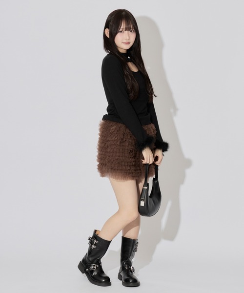 ALLuRing ChaRm(アリュリングチャーム)の「Pretty Tulle Mini Skirt / プリティチュールミニスカート(スカート・レディース・グレー/ブラウン/ホワイト/ブラック・M/S)」の5枚目の写真