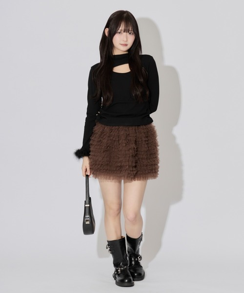 ALLuRing ChaRm(アリュリングチャーム)の「Pretty Tulle Mini Skirt / プリティチュールミニスカート(スカート・レディース・グレー/ブラウン/ホワイト/ブラック・M/S)」の11枚目の写真
