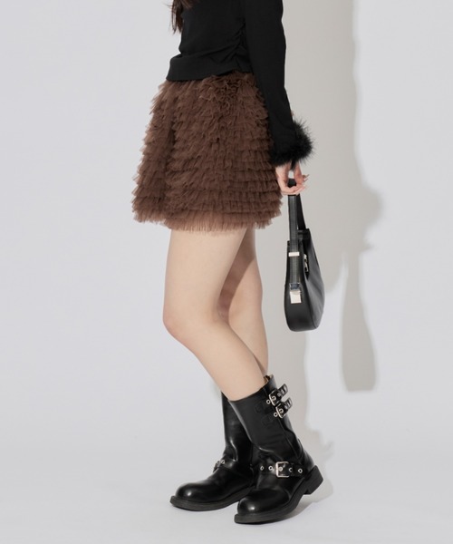ALLuRing ChaRm(アリュリングチャーム)の「Pretty Tulle Mini Skirt / プリティチュールミニスカート(スカート・レディース・グレー/ブラウン/ホワイト/ブラック・M/S)」の8枚目の写真