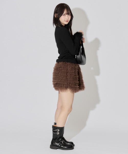 ALLuRing ChaRm(アリュリングチャーム)の「Pretty Tulle Mini Skirt / プリティチュールミニスカート(スカート・レディース・グレー/ブラウン/ホワイト/ブラック・M/S)」の6枚目の写真