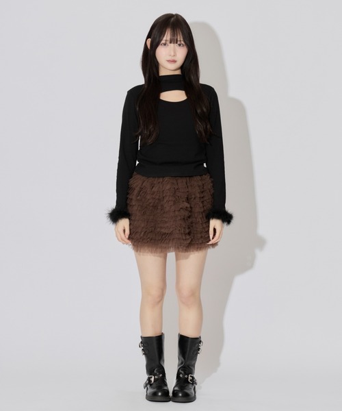 ALLuRing ChaRm(アリュリングチャーム)の「Pretty Tulle Mini Skirt / プリティチュールミニスカート(スカート・レディース・グレー/ブラウン/ホワイト/ブラック・M/S)」の10枚目の写真
