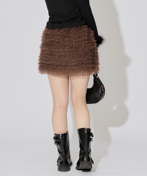 ALLuRing ChaRm(アリュリングチャーム)の「Pretty Tulle Mini Skirt / プリティチュールミニスカート(スカート・レディース・グレー/ブラウン/ホワイト/ブラック・M/S)」の9枚目の写真