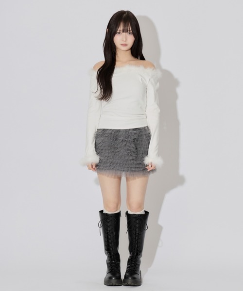 ALLuRing ChaRm(アリュリングチャーム)の「Pretty Tulle Mini Skirt / プリティチュールミニスカート(スカート・レディース・グレー/ブラウン/ホワイト/ブラック・M/S)」の17枚目の写真