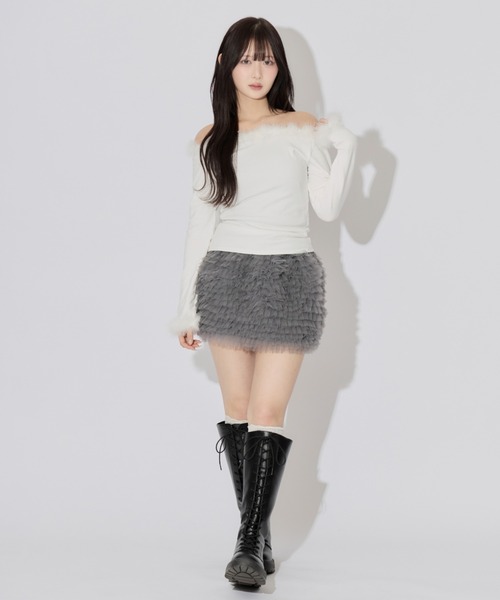 ALLuRing ChaRm(アリュリングチャーム)の「Pretty Tulle Mini Skirt / プリティチュールミニスカート(スカート・レディース・グレー/ブラウン/ホワイト/ブラック・M/S)」の13枚目の写真