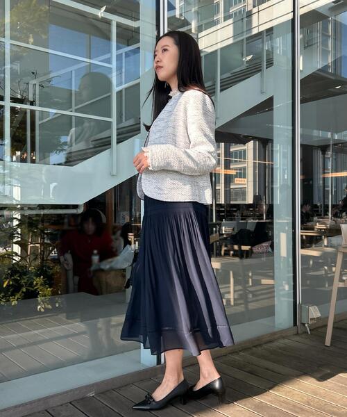 couture brooch（クチュールブローチ）の「【ハレの日・通勤】カルゼスラブツイードジャケット（ノーカラージャケット・レディース・アイボリー/ブルー系その他・36/42/38/40）」の16枚目の写真