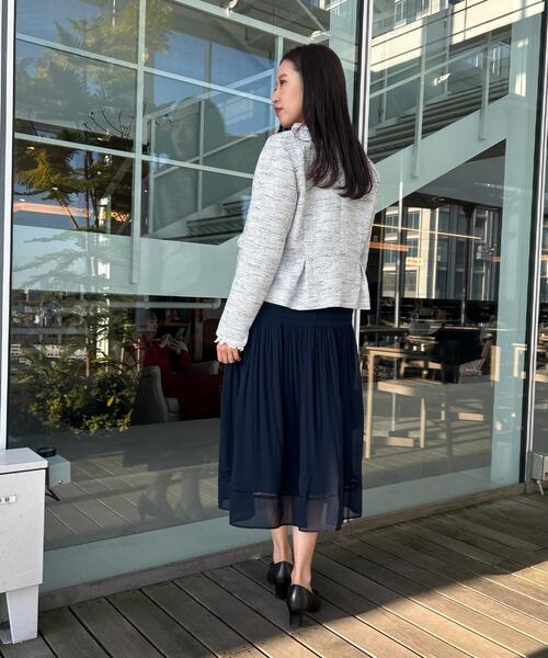 couture brooch（クチュールブローチ）の「【ハレの日・通勤】カルゼスラブツイードジャケット（ノーカラージャケット・レディース・アイボリー/ブルー系その他・36/42/38/40）」の15枚目の写真