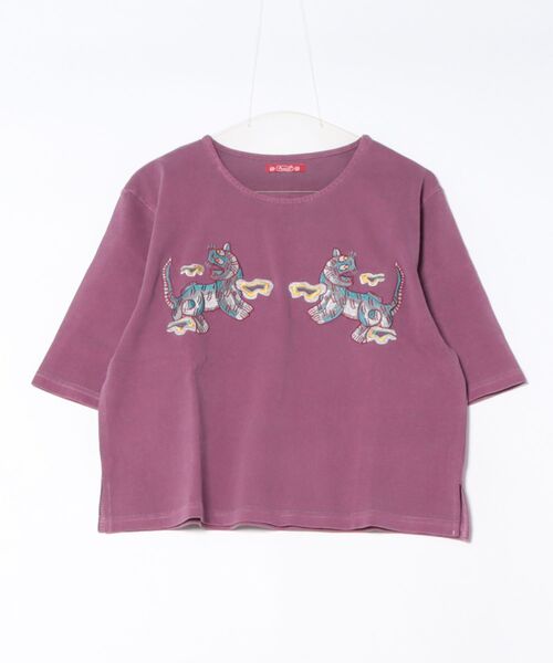 チャイハネ(チャイハネ)の「【チャイハネ】ラオリャン刺繍Tシャツ(Tシャツ/カットソー・レディース・ホワイト/ブラック/パープル・FREE)」の3枚目の写真