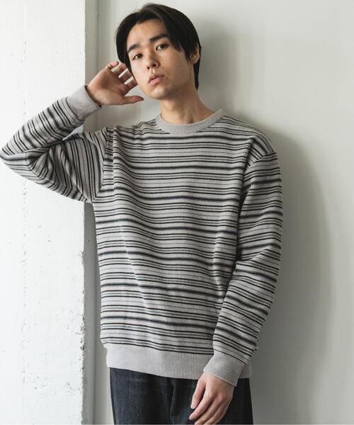 URBAN RESEARCH DOORS(アーバンリサーチドアーズ)の「モールマルチボーダーニット(ニット/セーター・メンズ・ブラック/カーキ・MEDIUM/LARGE)」の5枚目の写真