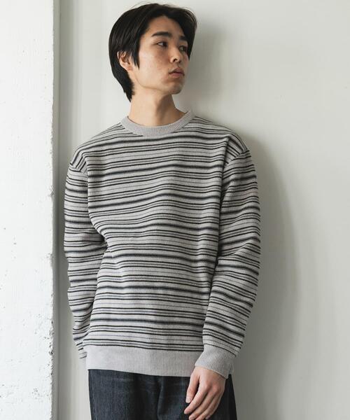 URBAN RESEARCH DOORS(アーバンリサーチドアーズ)の「モールマルチボーダーニット(ニット/セーター・メンズ・ブラック/カーキ・MEDIUM/LARGE)」の6枚目の写真