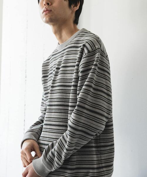 URBAN RESEARCH DOORS(アーバンリサーチドアーズ)の「モールマルチボーダーニット(ニット/セーター・メンズ・ブラック/カーキ・MEDIUM/LARGE)」の7枚目の写真