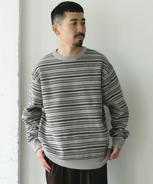 URBAN RESEARCH DOORS(アーバンリサーチドアーズ)の「モールマルチボーダーニット(ニット/セーター・メンズ・ブラック/カーキ・MEDIUM/LARGE)」の10枚目の写真