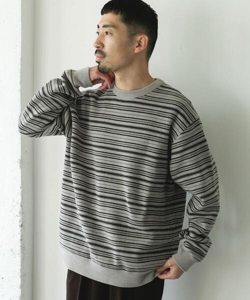 URBAN RESEARCH DOORS(アーバンリサーチドアーズ)の「モールマルチボーダーニット(ニット/セーター・メンズ・ブラック/カーキ・MEDIUM/LARGE)」の11枚目の写真