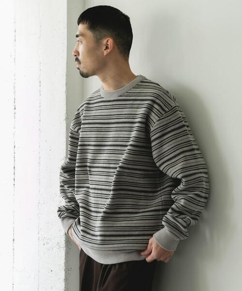 URBAN RESEARCH DOORS(アーバンリサーチドアーズ)の「モールマルチボーダーニット(ニット/セーター・メンズ・ブラック/カーキ・MEDIUM/LARGE)」の12枚目の写真