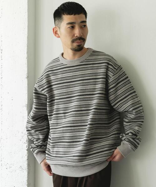 URBAN RESEARCH DOORS(アーバンリサーチドアーズ)の「モールマルチボーダーニット(ニット/セーター・メンズ・ブラック/カーキ・MEDIUM/LARGE)」の13枚目の写真