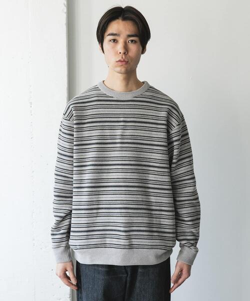 URBAN RESEARCH DOORS(アーバンリサーチドアーズ)の「モールマルチボーダーニット(ニット/セーター・メンズ・ブラック/カーキ・MEDIUM/LARGE)」の17枚目の写真