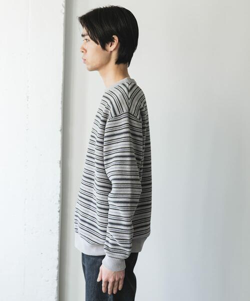 URBAN RESEARCH DOORS(アーバンリサーチドアーズ)の「モールマルチボーダーニット(ニット/セーター・メンズ・ブラック/カーキ・MEDIUM/LARGE)」の18枚目の写真