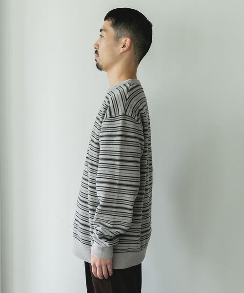 URBAN RESEARCH DOORS（アーバンリサーチドアーズ）の「モールマルチボーダーニット（ニット/セーター・メンズ・ブラック/カーキ・MEDIUM/LARGE）」の4枚目の写真