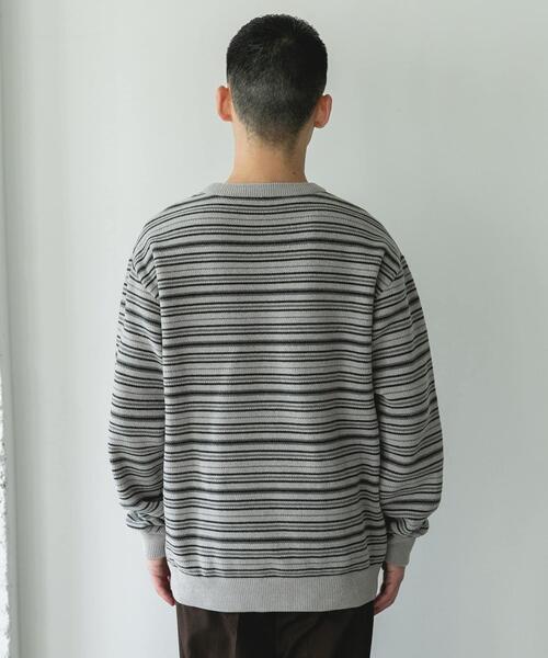 URBAN RESEARCH DOORS（アーバンリサーチドアーズ）の「モールマルチボーダーニット（ニット/セーター・メンズ・ブラック/カーキ・MEDIUM/LARGE）」の5枚目の写真