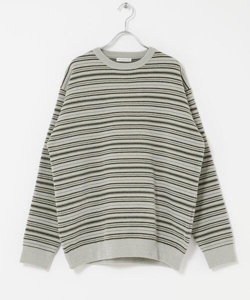 URBAN RESEARCH DOORS（アーバンリサーチドアーズ）の「モールマルチボーダーニット（ニット/セーター・メンズ・ブラック/カーキ・MEDIUM/LARGE）」の6枚目の写真