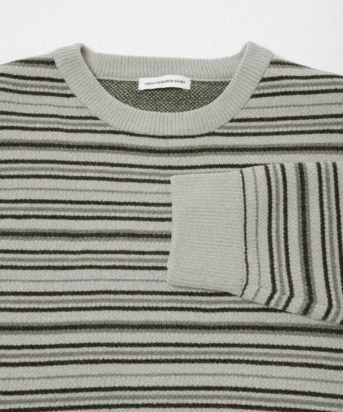 URBAN RESEARCH DOORS（アーバンリサーチドアーズ）の「モールマルチボーダーニット（ニット/セーター・メンズ・ブラック/カーキ・MEDIUM/LARGE）」の7枚目の写真