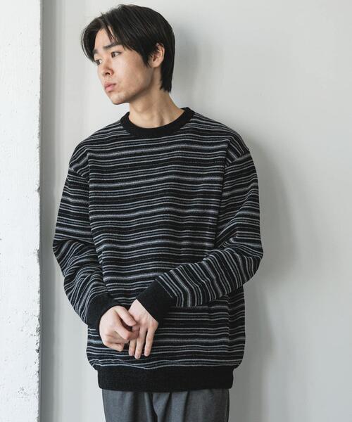 URBAN RESEARCH DOORS（アーバンリサーチドアーズ）の「モールマルチボーダーニット（ニット/セーター・メンズ・ブラック/カーキ・MEDIUM/LARGE）」の8枚目の写真