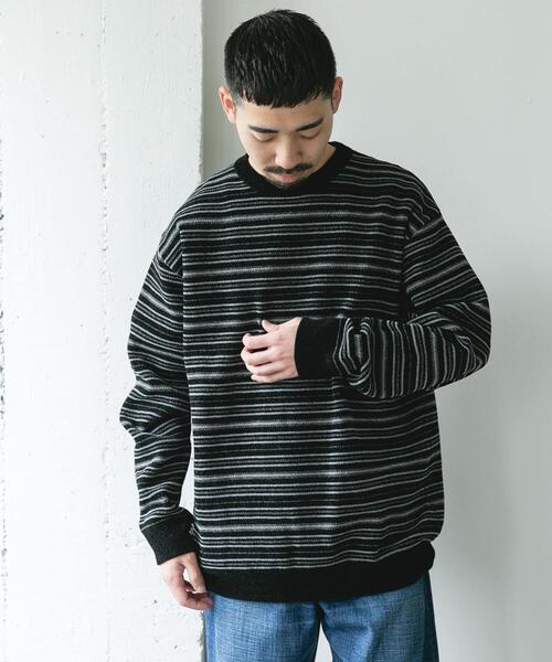 URBAN RESEARCH DOORS（アーバンリサーチドアーズ）の「モールマルチボーダーニット（ニット/セーター・メンズ・ブラック/カーキ・MEDIUM/LARGE）」の15枚目の写真