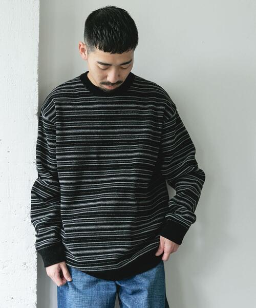 URBAN RESEARCH DOORS（アーバンリサーチドアーズ）の「モールマルチボーダーニット（ニット/セーター・メンズ・ブラック/カーキ・MEDIUM/LARGE）」の16枚目の写真