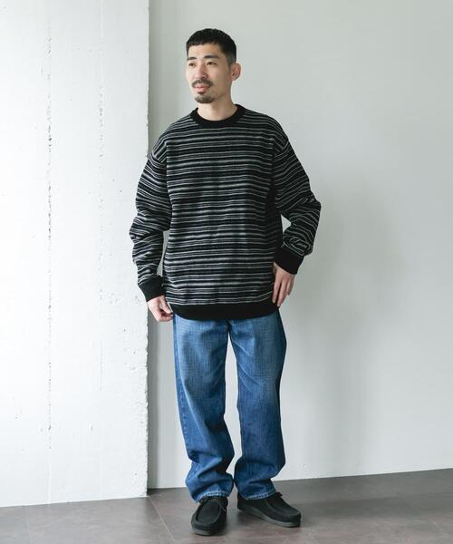 URBAN RESEARCH DOORS（アーバンリサーチドアーズ）の「モールマルチボーダーニット（ニット/セーター・メンズ・ブラック/カーキ・MEDIUM/LARGE）」の18枚目の写真