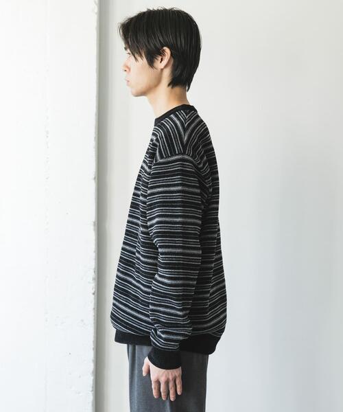 URBAN RESEARCH DOORS（アーバンリサーチドアーズ）の「モールマルチボーダーニット（ニット/セーター・メンズ・ブラック/カーキ・MEDIUM/LARGE）」の22枚目の写真