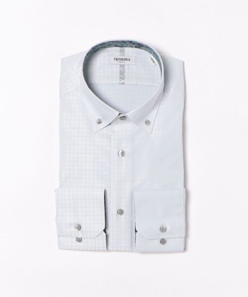renoma HOMME(レノマオム)の「ワイシャツ メンズ イージーアイロン 綿混 ショート ボタンダウン 長袖 ビジネス ドレス NEWスタンダードフィット(ビジネスシャツ・メンズ・ブルー・首回り39cm-裄丈84cm/首回り41cm-裄丈86cm/首回り43cm-裄丈82cm/首回り43cm-裄丈86cm/首回り39cm-裄丈80cm/首回り41cm-裄丈82cm/首回り45cm-裄丈86cm/首回り37cm-裄丈80cm)」の4枚目の写真