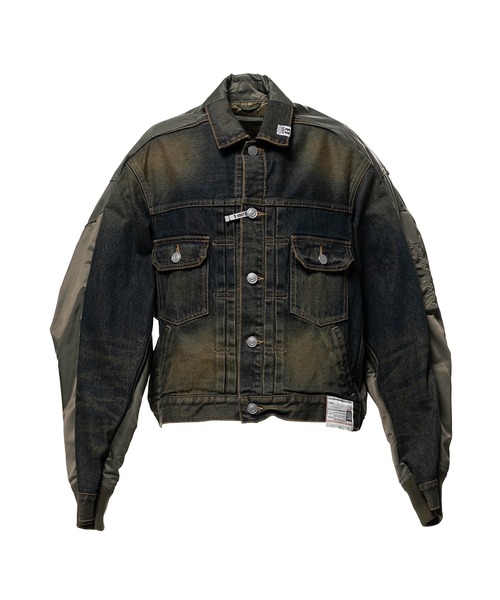 Maison MIHARA YASUHIRO(メゾンミハラヤスヒロ)の「Front Back Combined Denim Jacket(ブルゾン・メンズ・インディゴブルー/ブラック・46)」の2枚目の写真