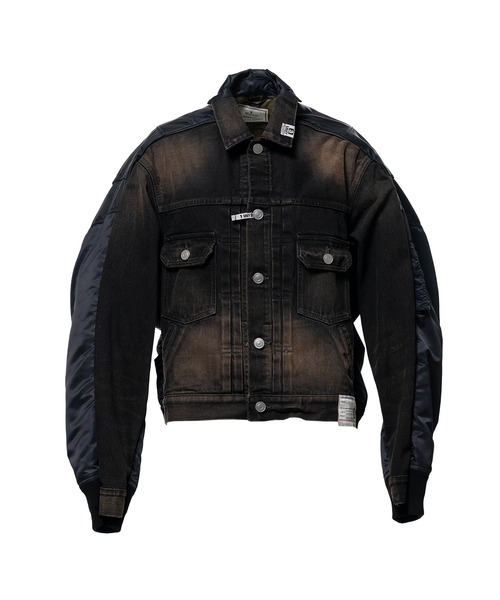 Maison MIHARA YASUHIRO(メゾンミハラヤスヒロ)の「Front Back Combined Denim Jacket(ブルゾン・メンズ・インディゴブルー/ブラック・46)」の1枚目の写真