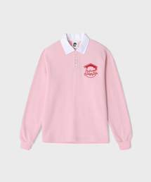 CONCEPTCOLLEGE（コンセプトカレッジ）の「ホワイトカラーラグビースウェット長袖カラーティーシャツ_パステルピンク [男女共用]（ポロシャツ）」