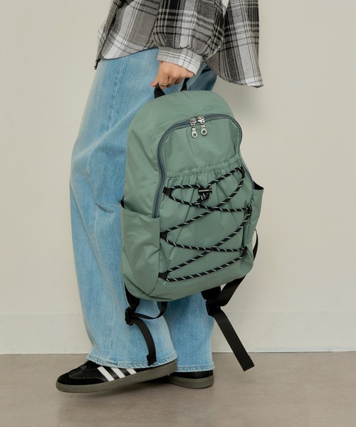 MAGASIN DE MODE Onjna（マガジンデモードオンジェナ ）の「【MAGASIN DE MODE Onjna】はっ水レースアップリュック SNBD（バックパック/リュック・レディース・ブラック/オリーブ/グレー・FREE）」の3枚目の写真