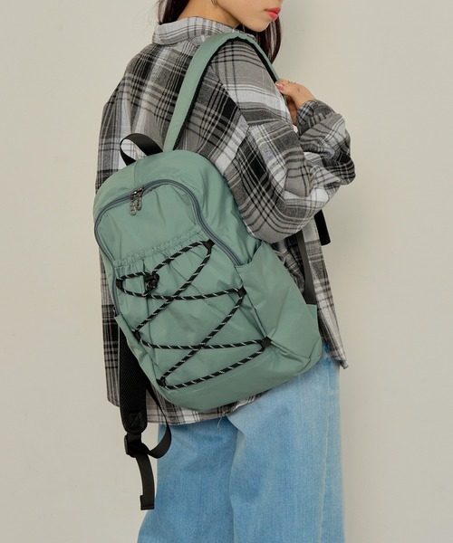 MAGASIN DE MODE Onjna（マガジンデモードオンジェナ ）の「【MAGASIN DE MODE Onjna】はっ水レースアップリュック SNBD（バックパック/リュック・レディース・ブラック/オリーブ/グレー・FREE）」の4枚目の写真