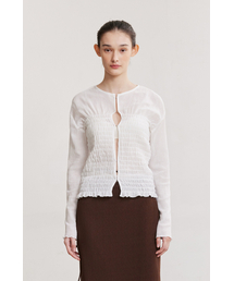 SMOCKING HOOK BLOUSE (WHITE)